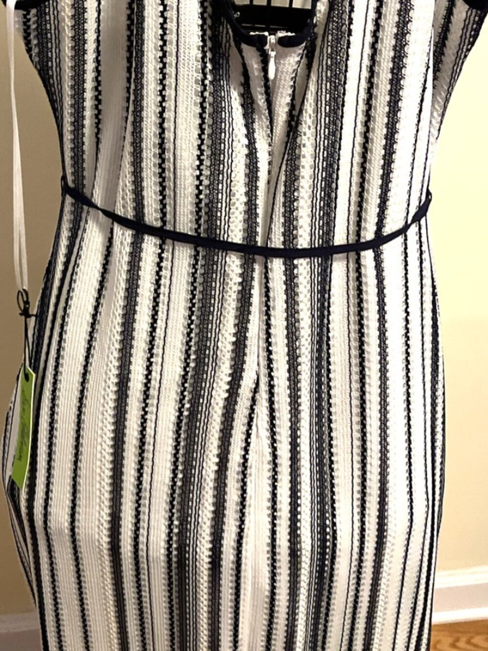 Sam Edelman Stripe Midi Dress NCWT Sleeveless Tie Waist Summer Resort Women L - Picture 4 of 7